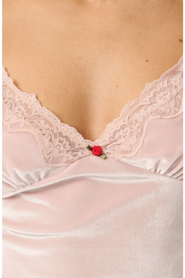 Polly Lace Trim Velvet Camisole, Alternate, color, DUSTY PINK