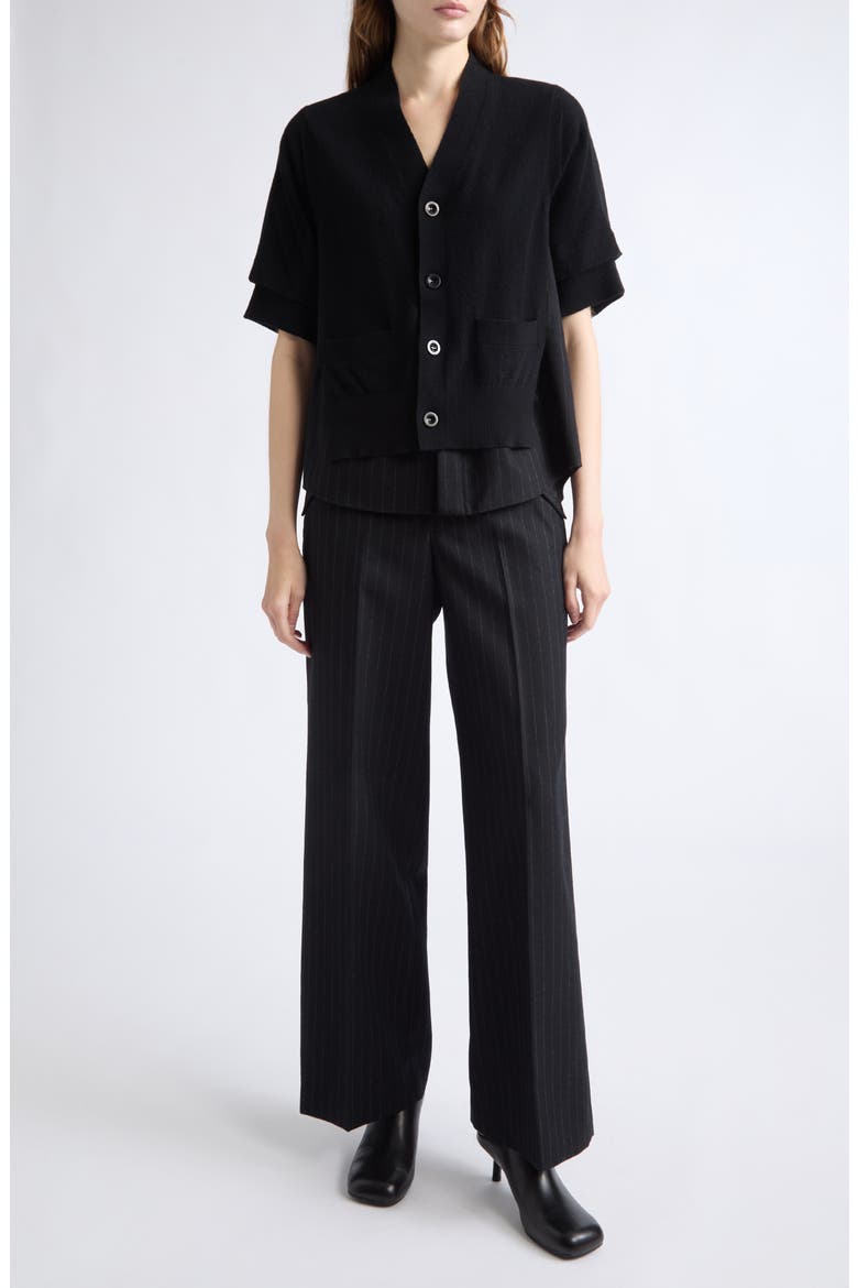 Hybrid Wool Cardigan Top (Nordstrom Exclusive), Alternate, color, BLACK
