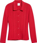 ST. JOHN Cotton Blend Mixed Stitch Sweater Jacket
