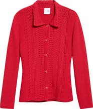 ST. JOHN Cotton Blend Mixed Stitch Sweater Jacket
