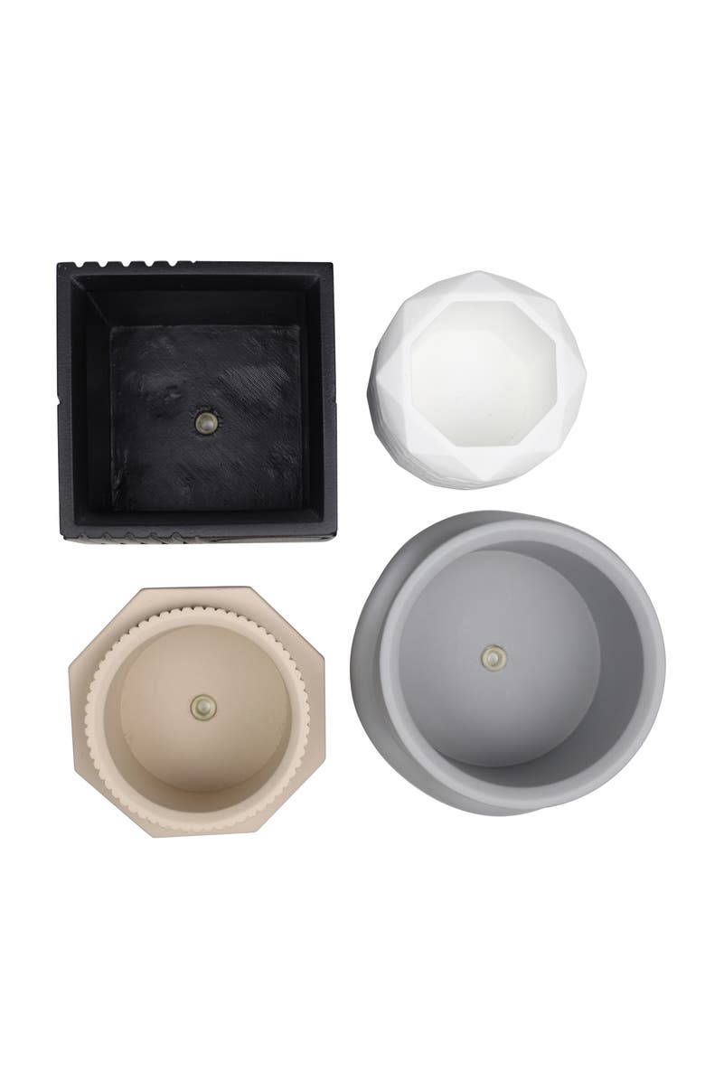 JONATHAN Y Romy Modern Minimalist Handmade Concrete Geometric Planter Set with Drainage Holes, Alternate, color, Black