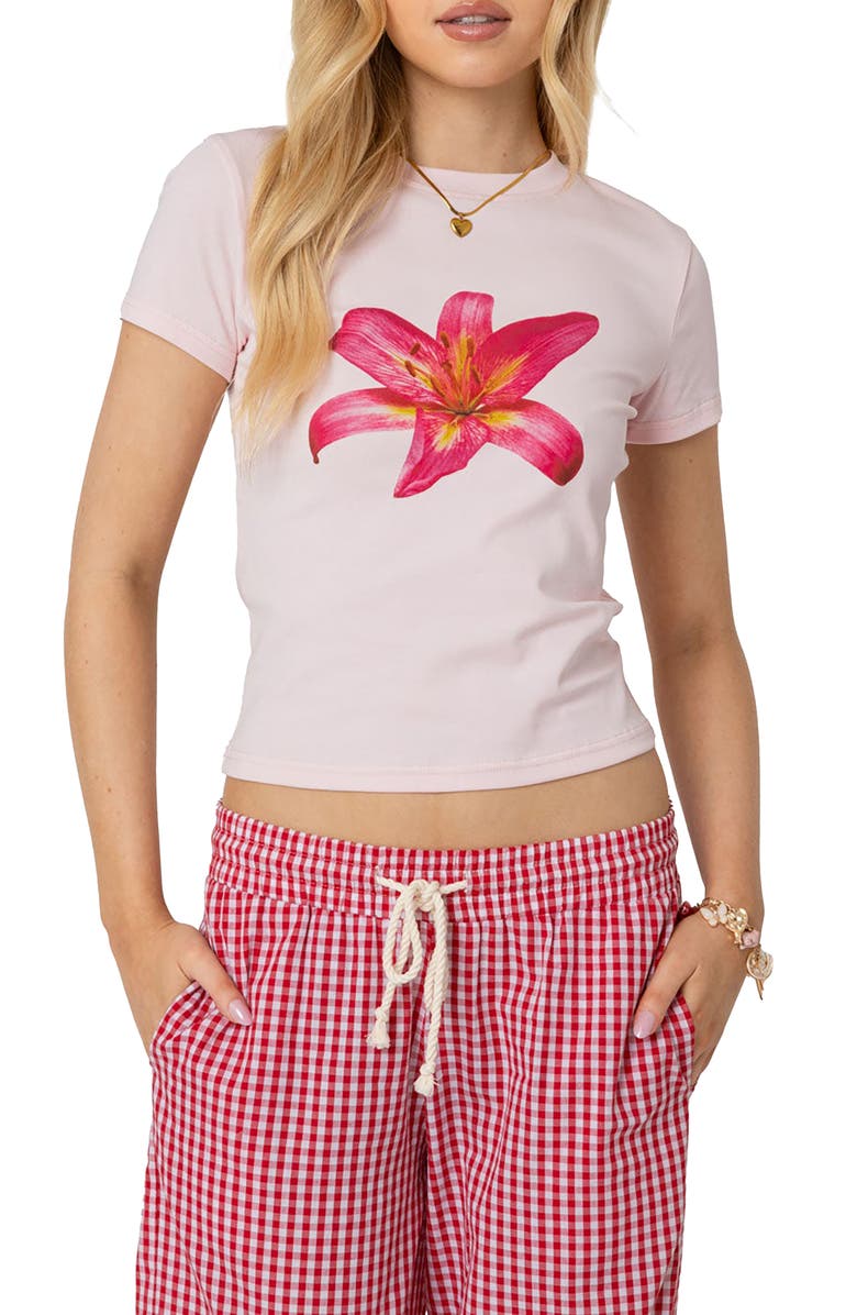 EDIKTED Daylily Baby T-Shirt, Main, color, Light-Pink