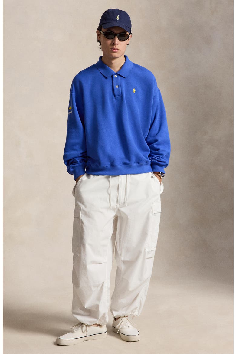 US Open Arctic Fleece Long Sleeve Polo, Alternate, color, BLUE