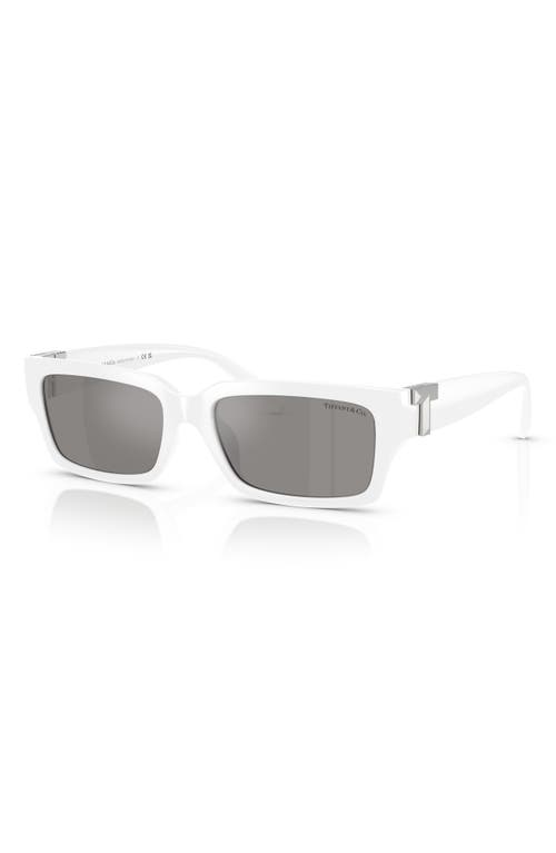 Tiffany & Co . 56mm Rectangular Sunglasses In White/silver Mirror