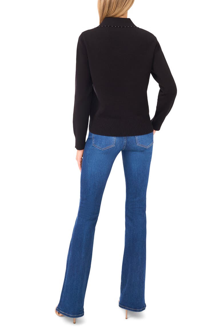 Bead Detail Polo Sweater, Alternate, color, RICH BLACK
