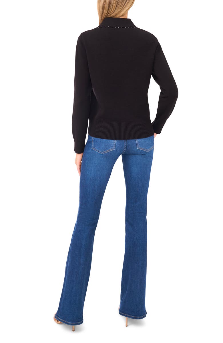 Ted Baker Bead Detail Polo Sweater, Alternate, color, Rich Black