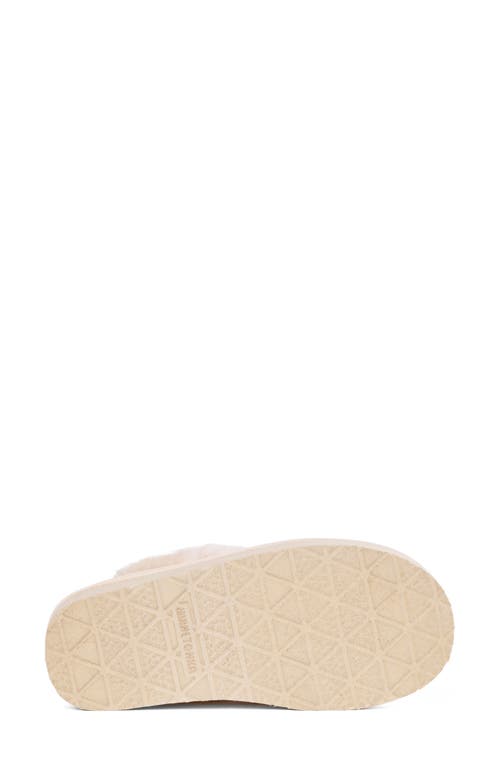 Minnetonka Bow Faux Fur Scuff Slipper In Pink