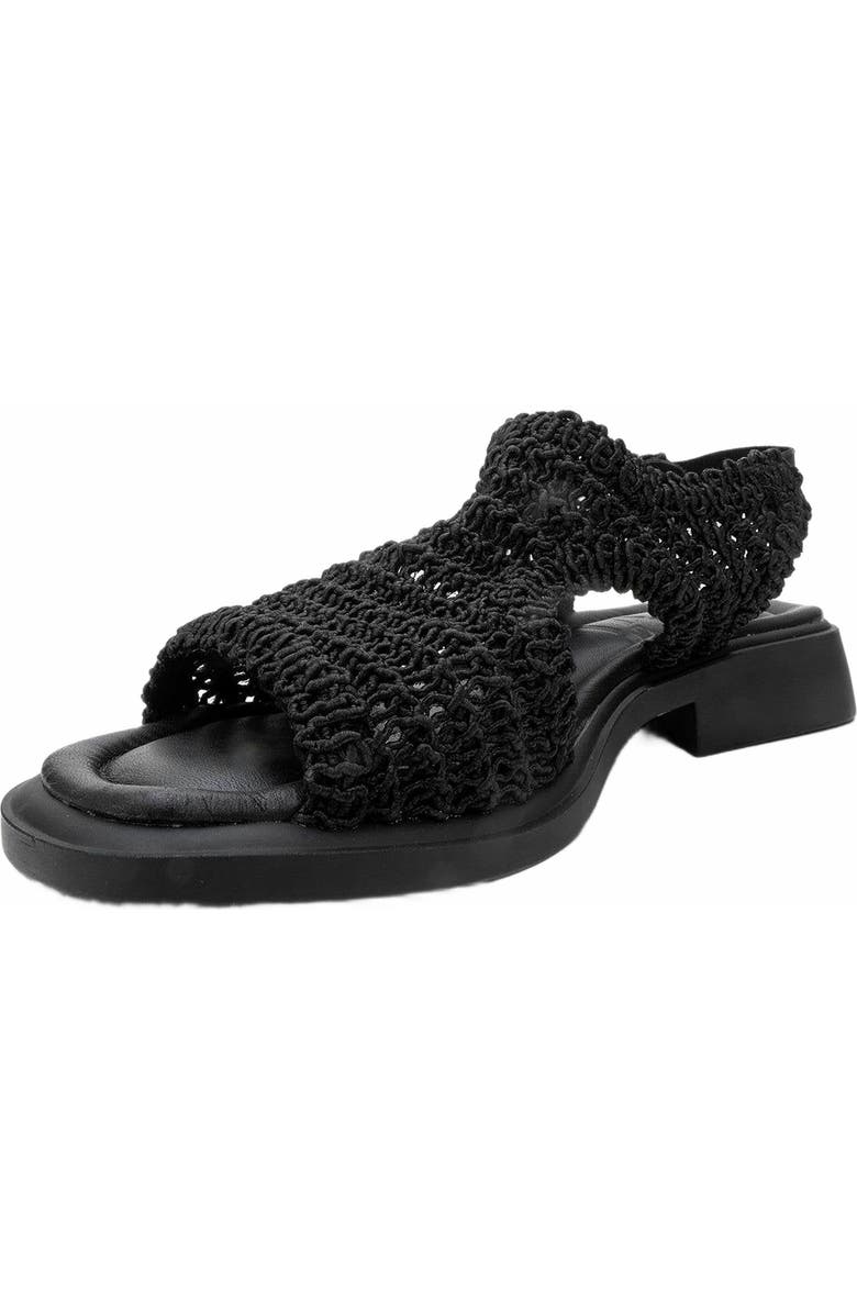 Forever & Always Shoes Weave Leather Woven Sandal, Alternate, color, Black Leather