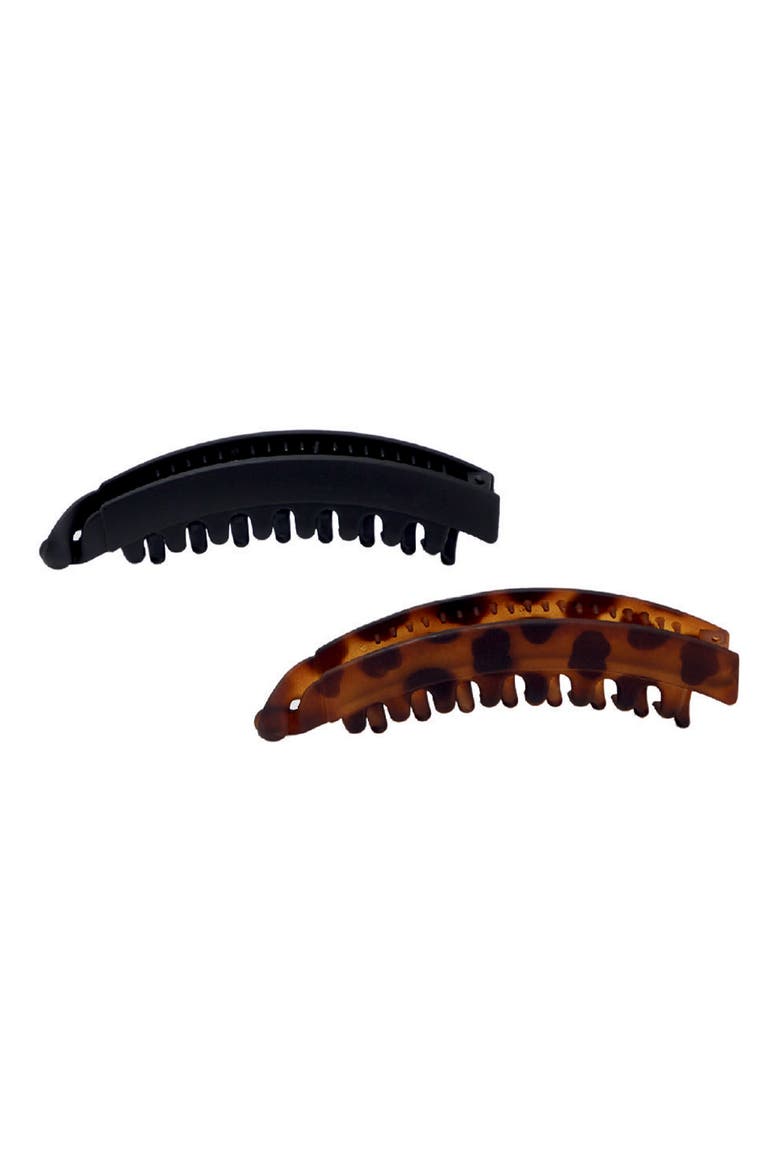 Pack of 2 Assorted Banana Clips, Main, color, BLACK AND TORT