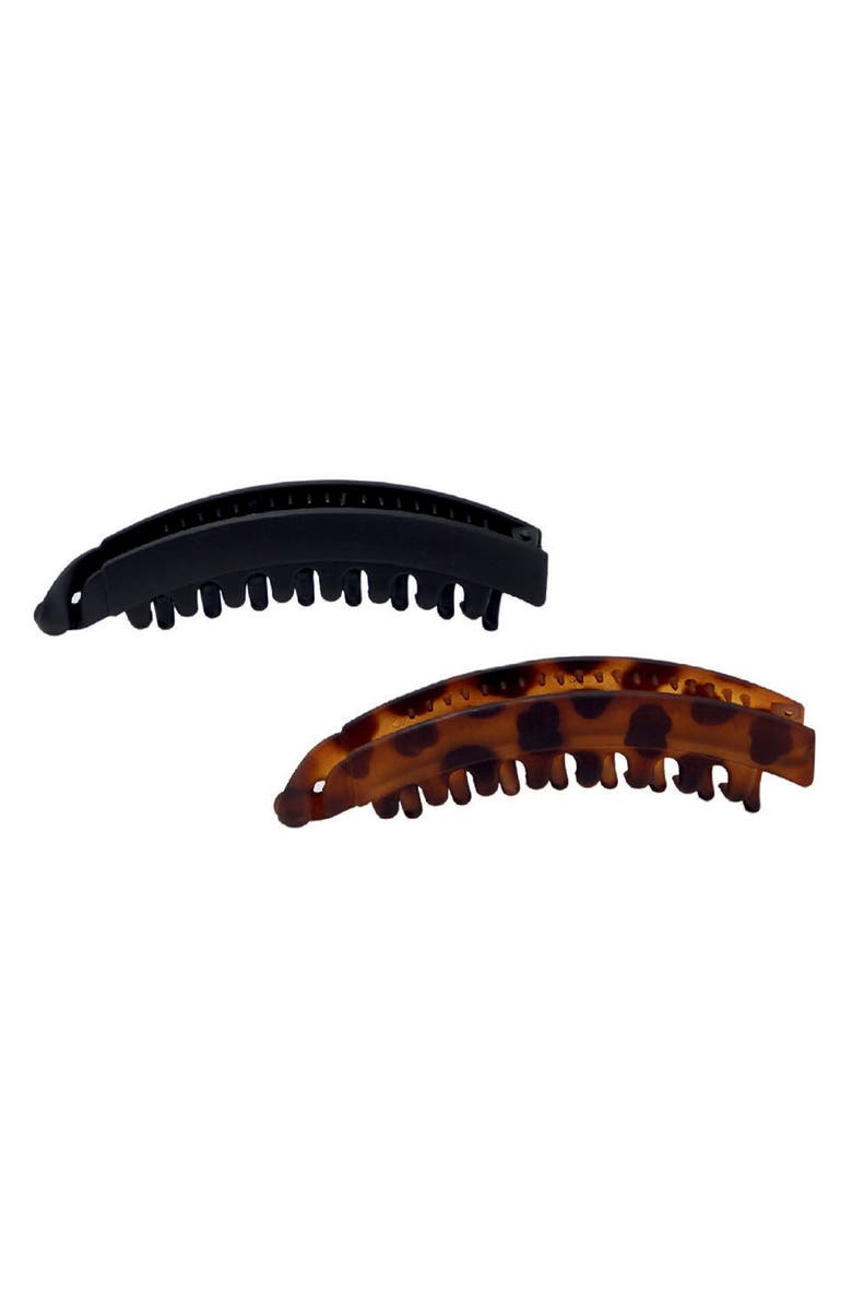 Kitsch Pack of 2 Assorted Banana Clips, Main, color, Black And Tort