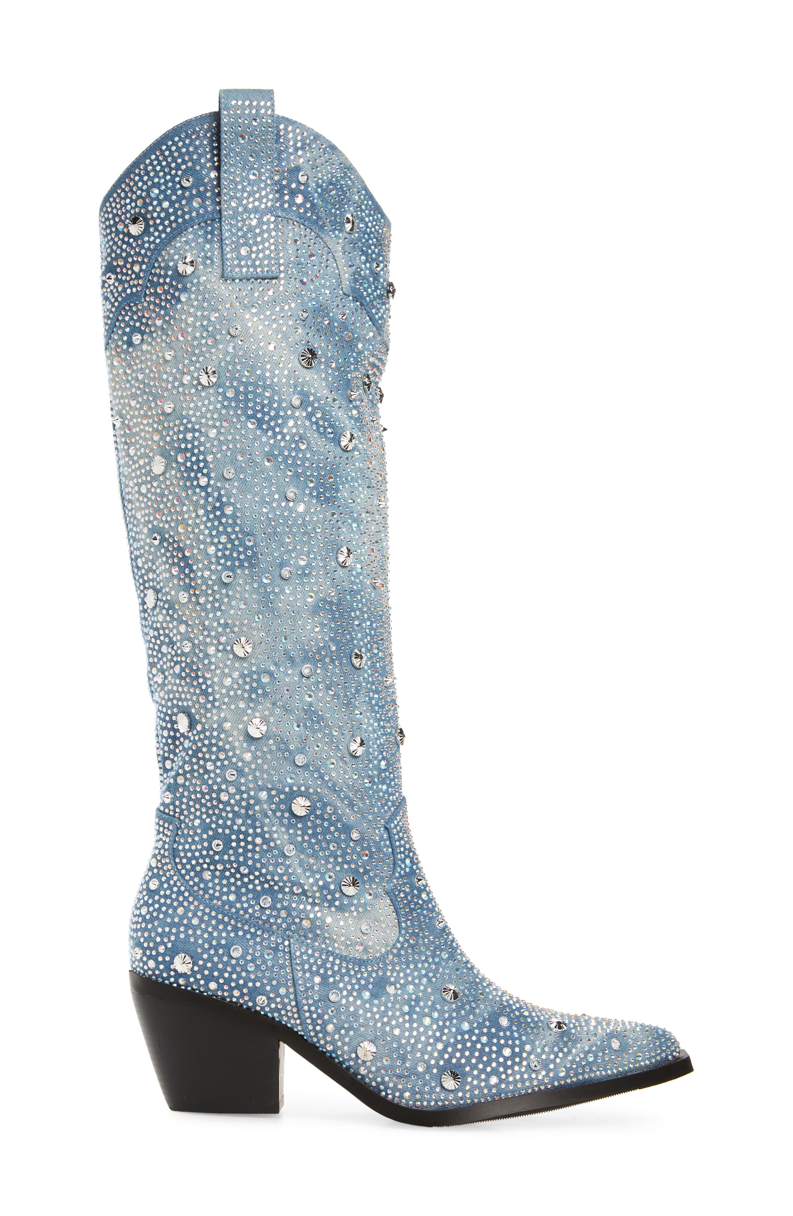 AZALEA WANG Mullins Crystal Embellished Western Boot, Alternate, color, 
