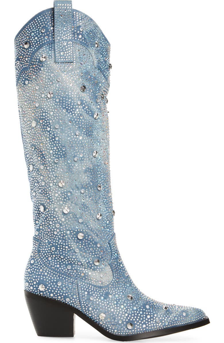 AZALEA WANG Mullins Crystal Embellished Western Boot, Alternate, color,