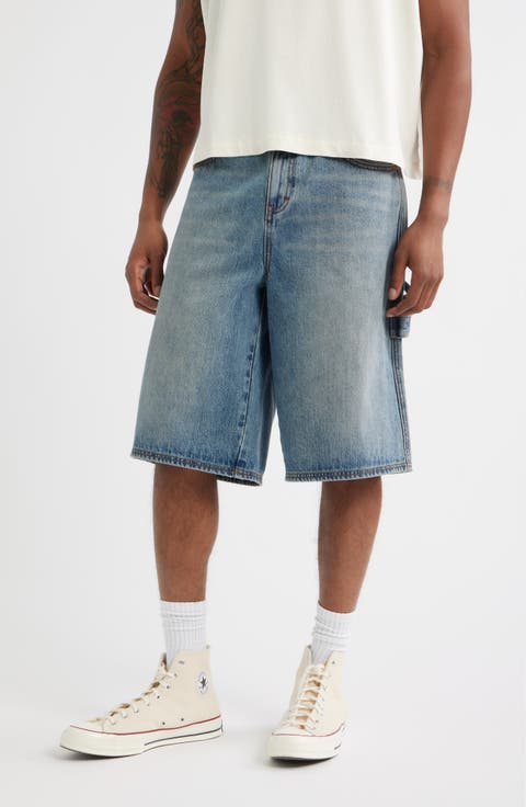 E Logo Oversize Denim Carpenter Shorts