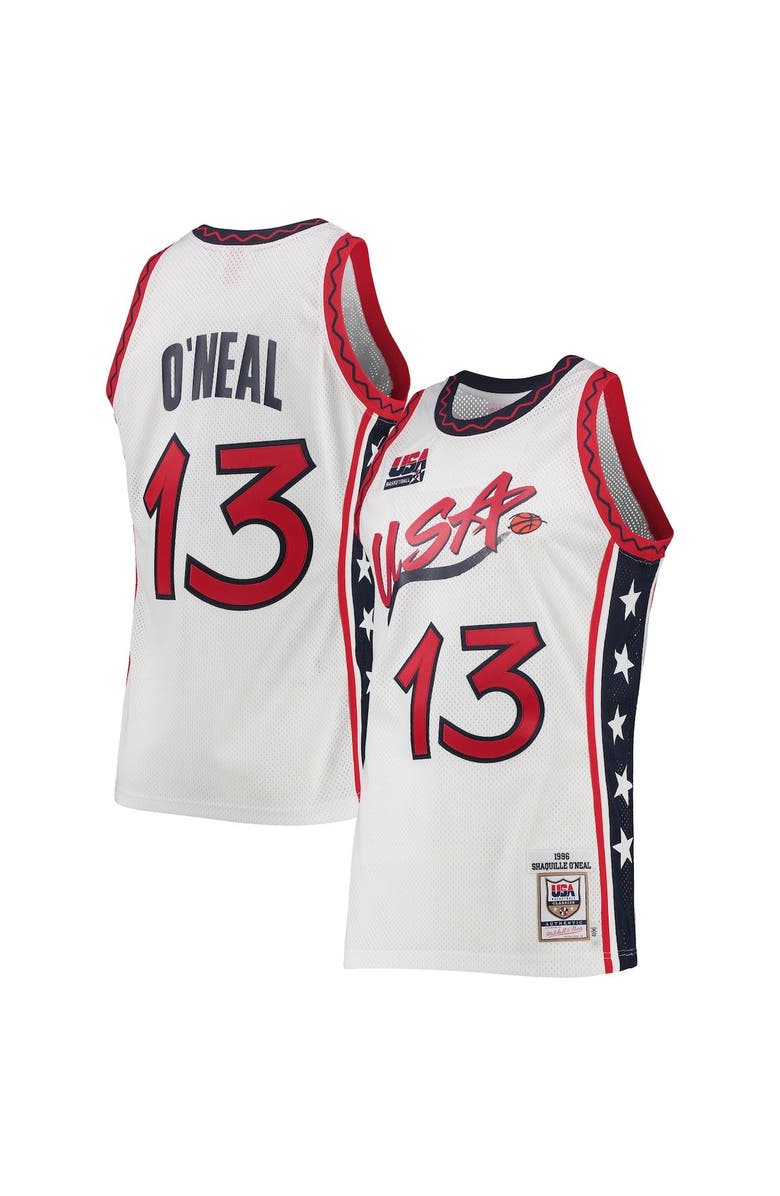 Mitchell & Ness Men's Mitchell & Ness Shaquille O'Neal White USA Basketball 1996 Hardwood Classics Authentic Jersey, Main, color, White