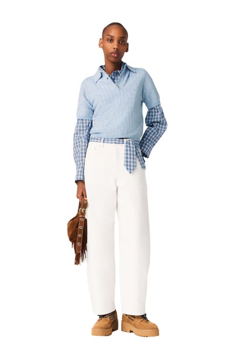 Cropped sweater with rhinestones