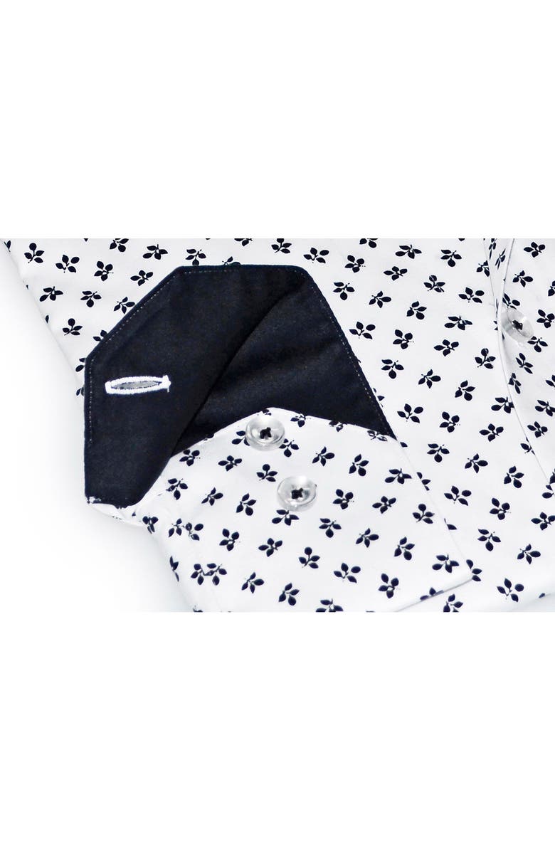 LEVINAS Contemporary Fit Leaf Print Button-Up Shirt, Alternate, color, Black Leaf Print