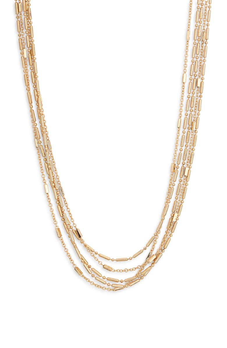 NORDSTROM RACK Layered Bead Chain Necklace, Main, color, Gold