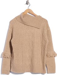 Joseph A Fringe Cable Knit Sweater