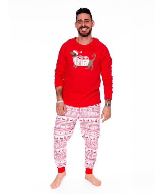 Deux Par Deux Adult Men Organic Cotton Two-piece Pajama Set In Red