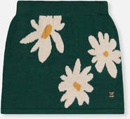 Deux par Deux Knitted Daisy Jacquard Elastic Waist Skirt