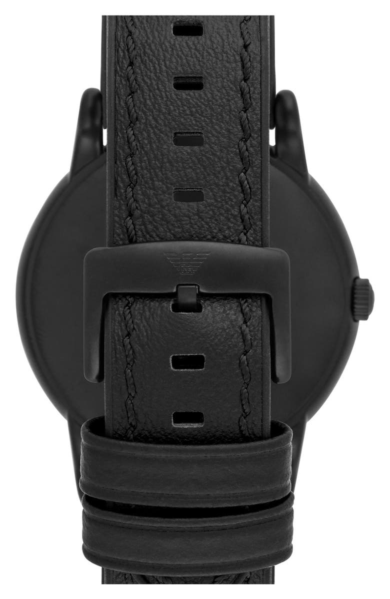 Emporio Armani Leather Strap Watch, 41mm, Alternate, color, 