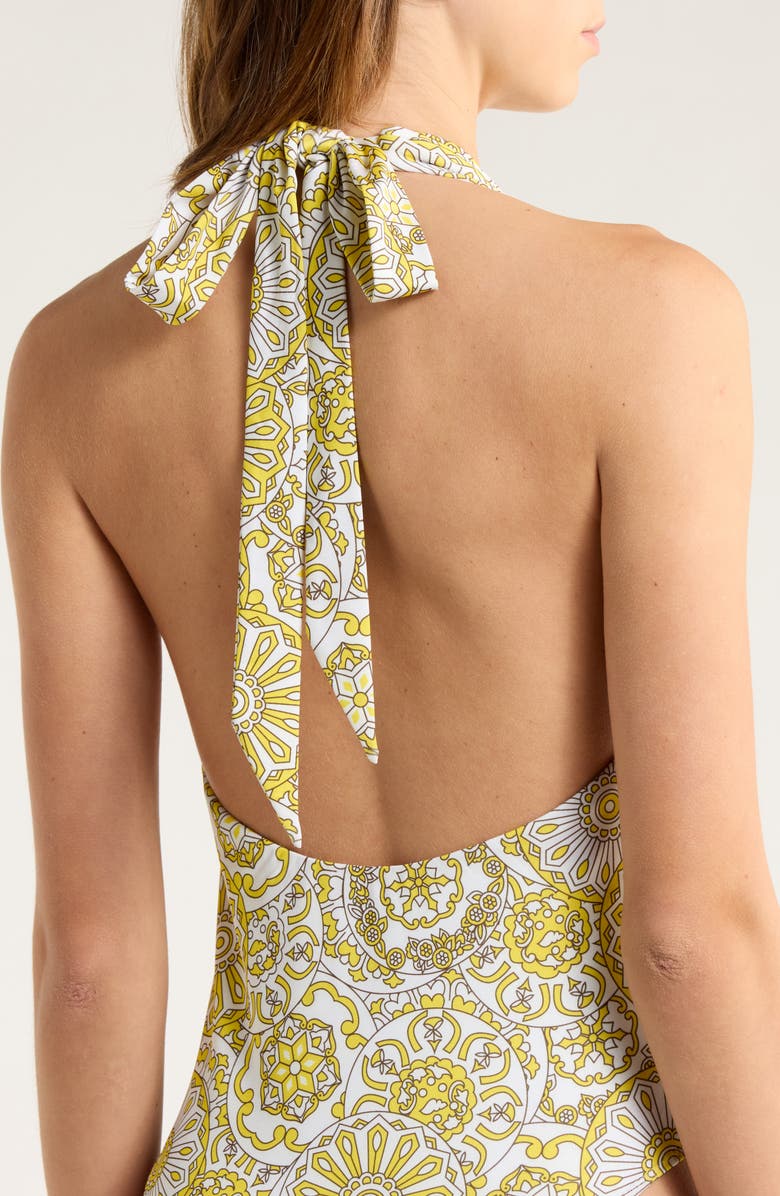 Ramy Brook Lorela Halter One-Piece Swimsuit, Alternate, color, Sunglow Combo