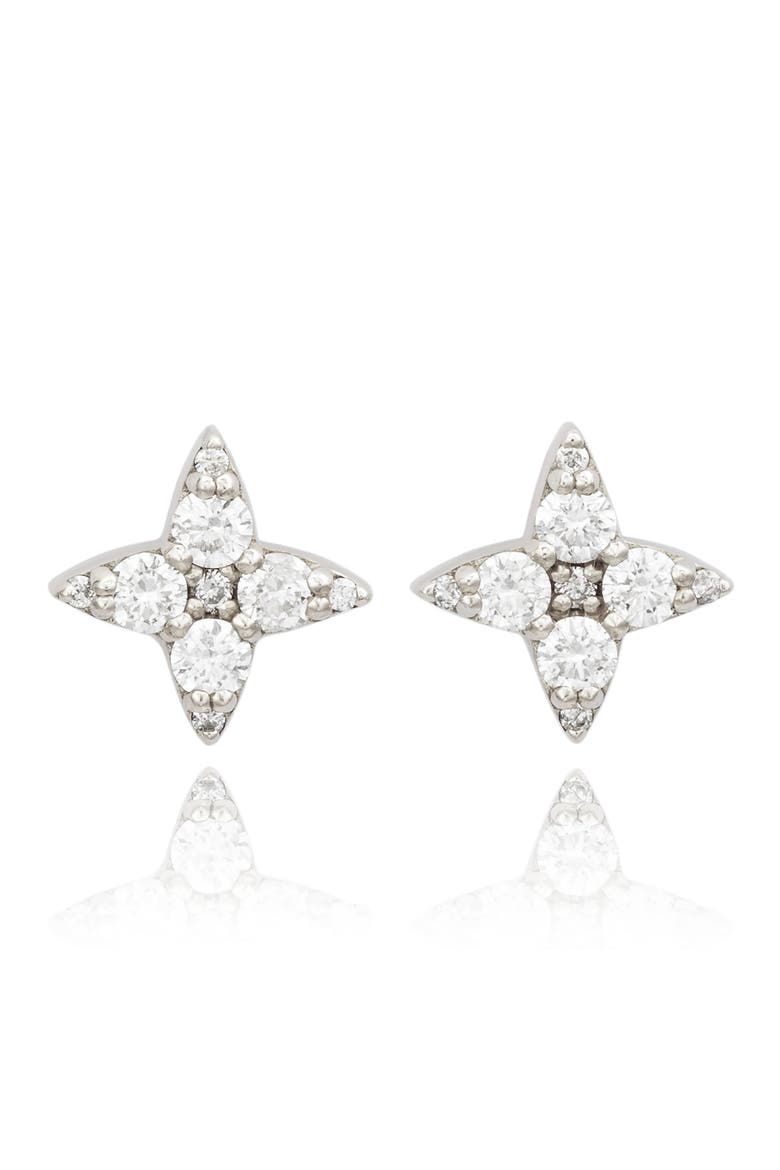 Diamond Star Stud Earrings, Main, color, WHITE