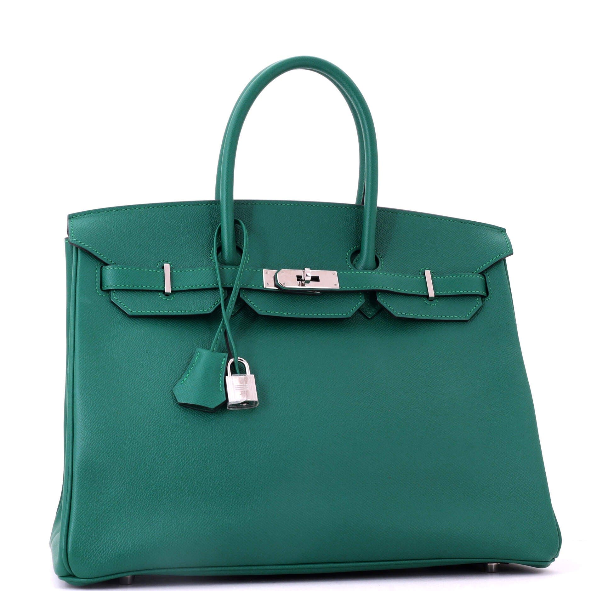 Birkin Handbag Green Epsom with Palladium Hardware 35, Alternate, color, Green