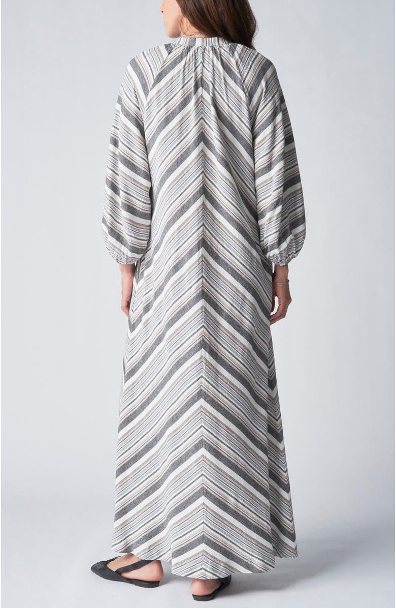 ocean+main Striped Maxi Dress, Alternate, color, Black/Ivory