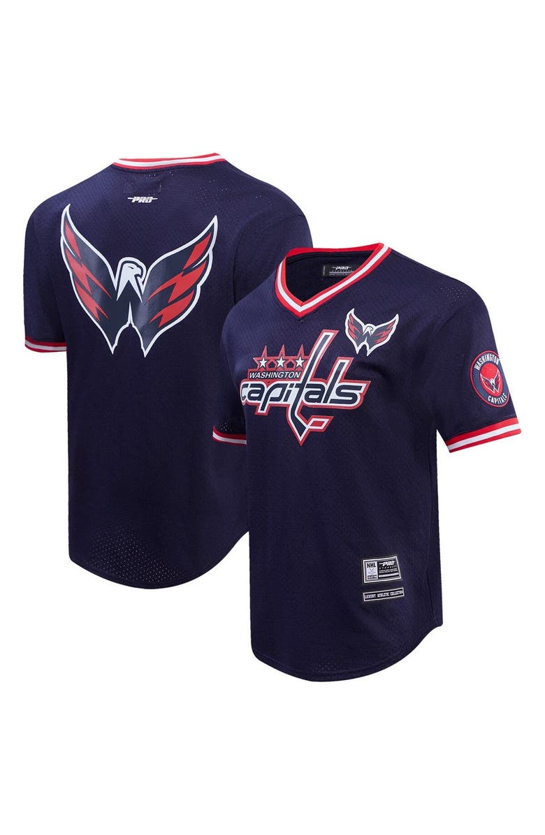 PRO STANDARD Men's Pro Standard  Navy Washington Capitals Classic Mesh V-Neck T-Shirt, Main, color, 