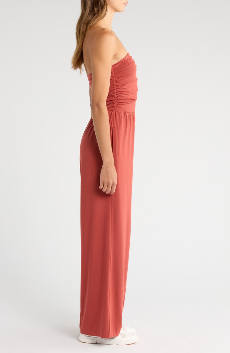 Sweaty Betty Strapless Wide Leg Jumpsuit, Alternate, color, Ember Red