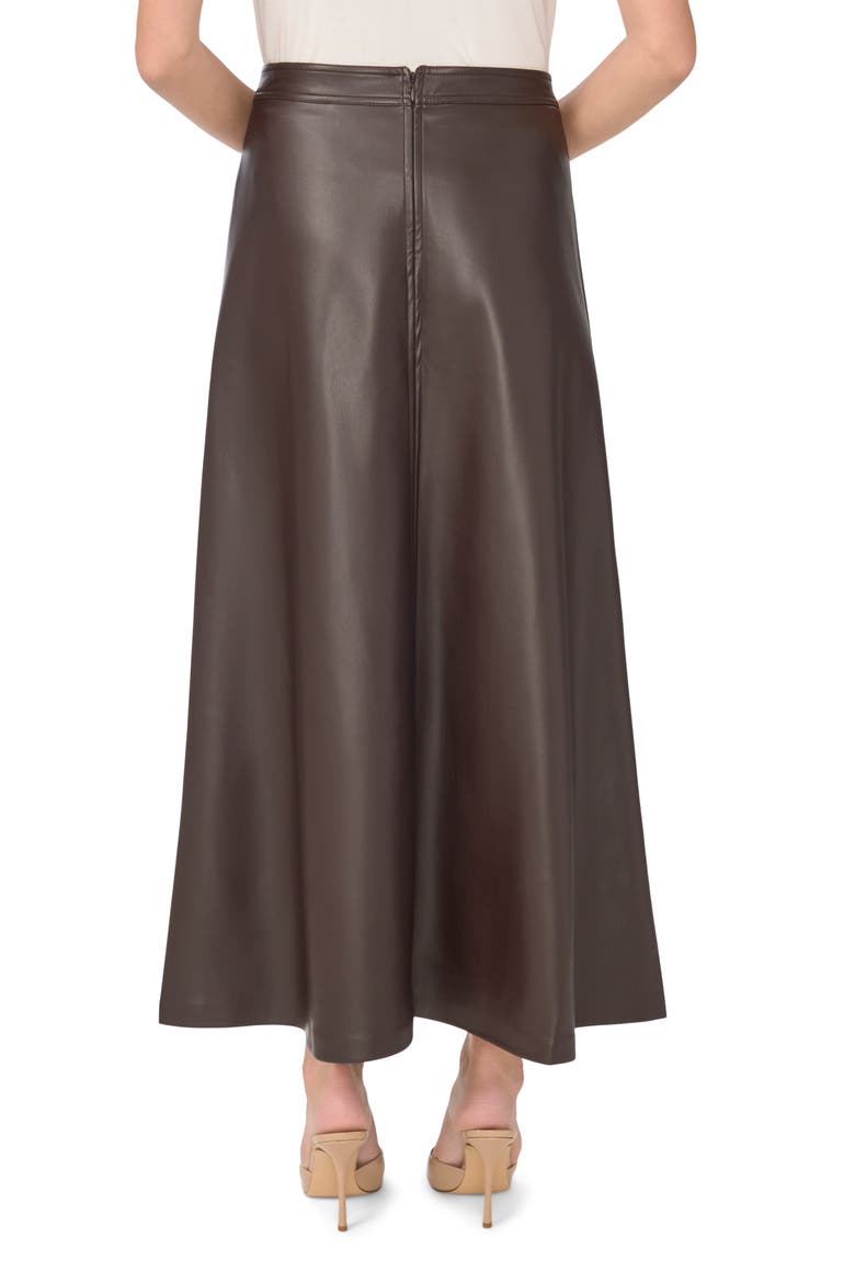 Faux Leather A-Line Skirt, Alternate, color, CHOCOLATE