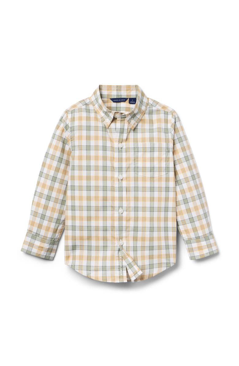 Janie and Jack Plaid Poplin Shirt, Main, color, White
