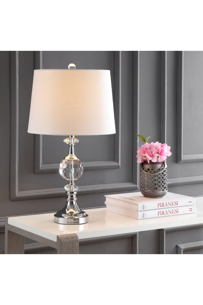 Channing 25.5" LED Crystal/Metal Table Lamp, Clear/Chrome, Alternate, color, Clear/Chrome