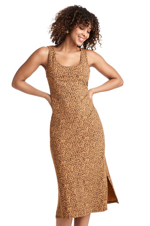 Women's Cotton Stretch Tank Dress With Built-In Bra