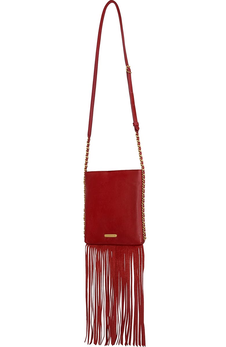Rebecca Minkoff Carly North/South Fringe Crossbody Bag, Alternate, color, Siren