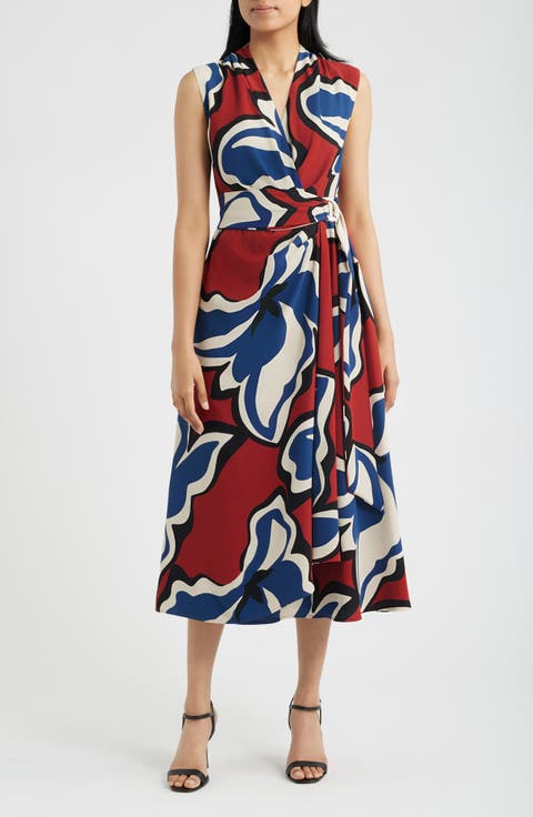 Surplice Wrap Midi Dress