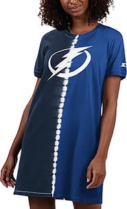 STARTER Women's Starter  Navy Tampa Bay Lightning Ace Tie-Dye Sneaker Dress