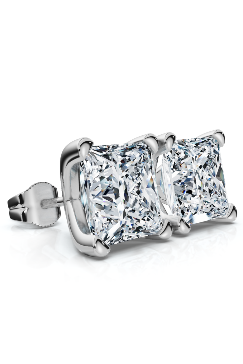 Certified 4Ct Princess Cut Martini Studs 14k Gold Lab Grown, Alternate, color, 14k White Gold