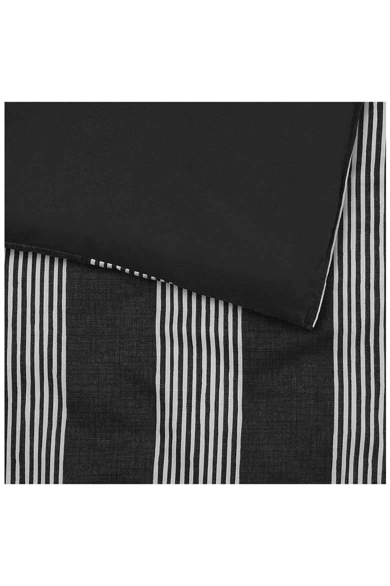Banded Stripe Grid 3-Piece Comforter Set, Alternate, color, BLACK/ WHITE