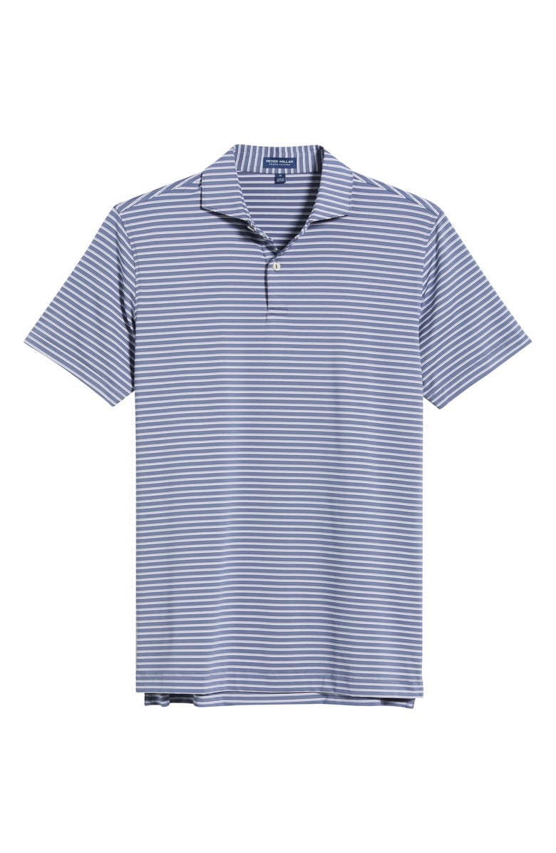Peter Millar Bridge Stripe Performance Jersey Polo, Alternate, color, Nebula Blue