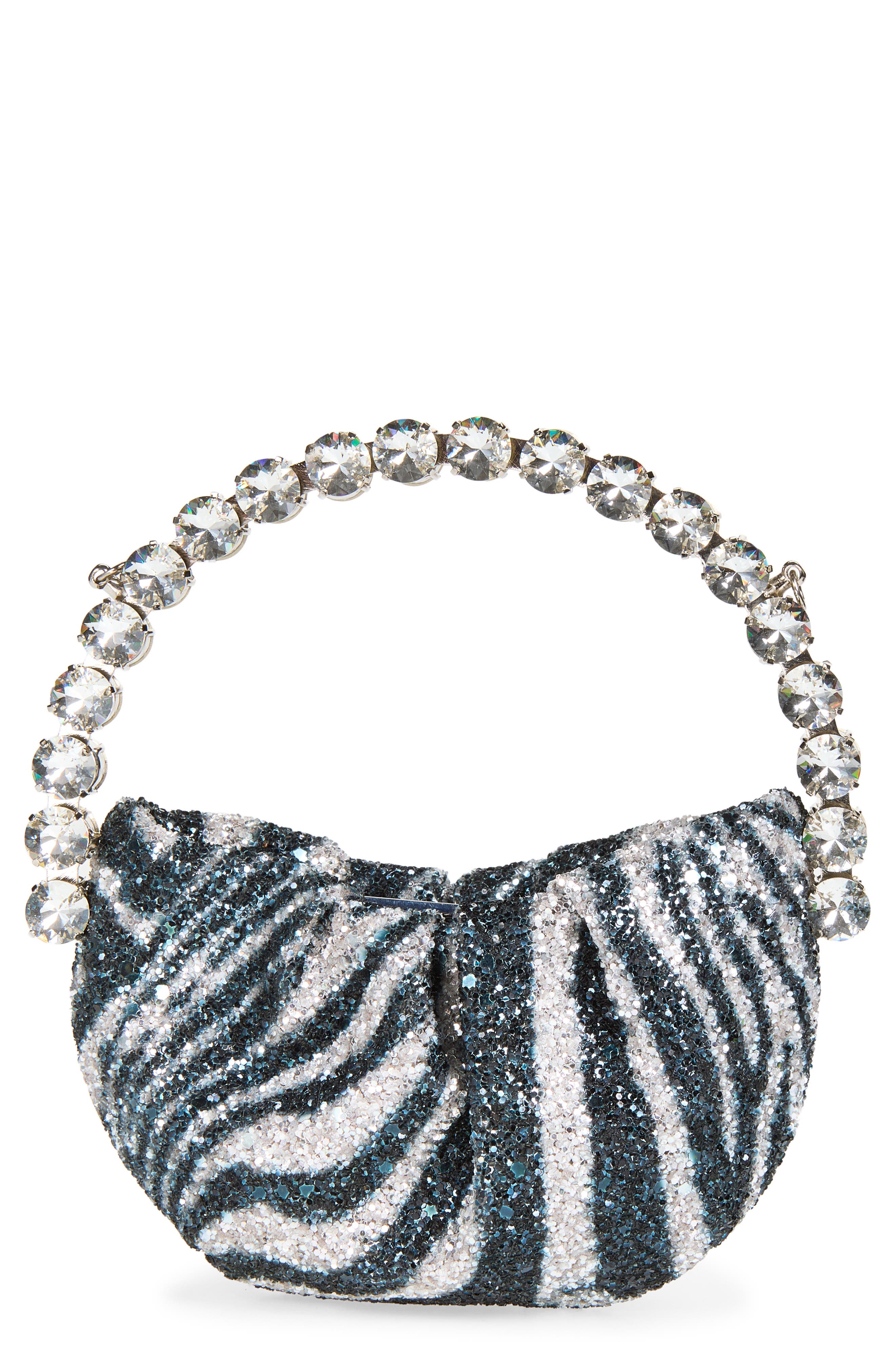 Micro Beaded Satin Eternity Bag, Main, color, ZEBRA