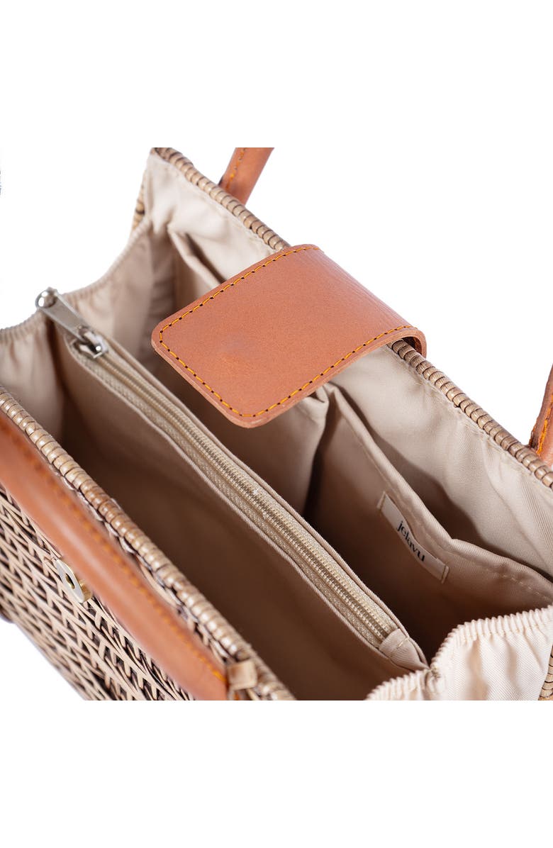 Jelavu Morgana Rattan & Leather Shoulder Bag, Alternate, color, Tan