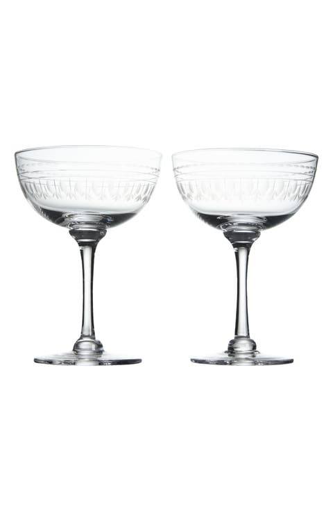 Set of 2 Crystal Champagne Saucers