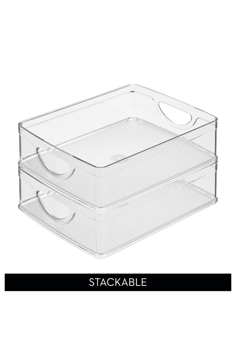 Stackable Pantry Bin with Handles - Set of 2 - Clear - Made in USA, Alternate, color, Clear
