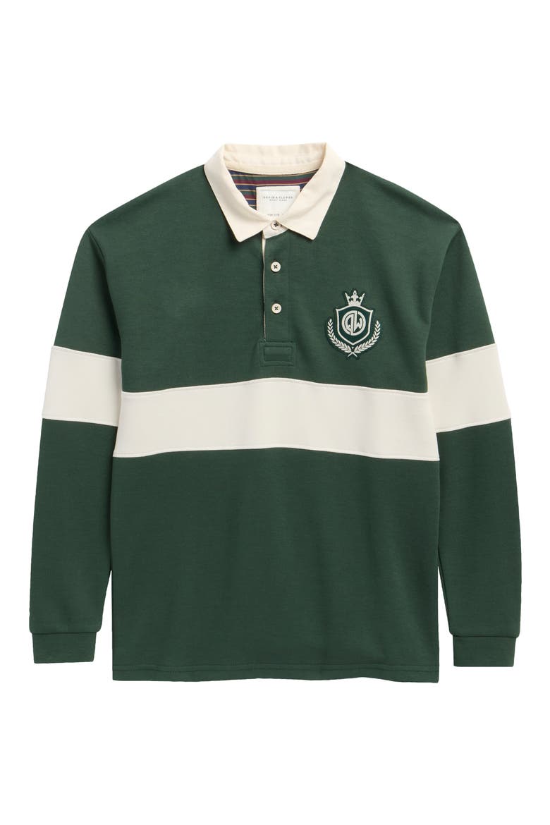 Kids' Striped Long Sleeve Polo, Main, color, GREEN