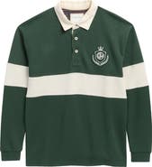 DENIM AND FLOWER Kids' Striped Long Sleeve Polo