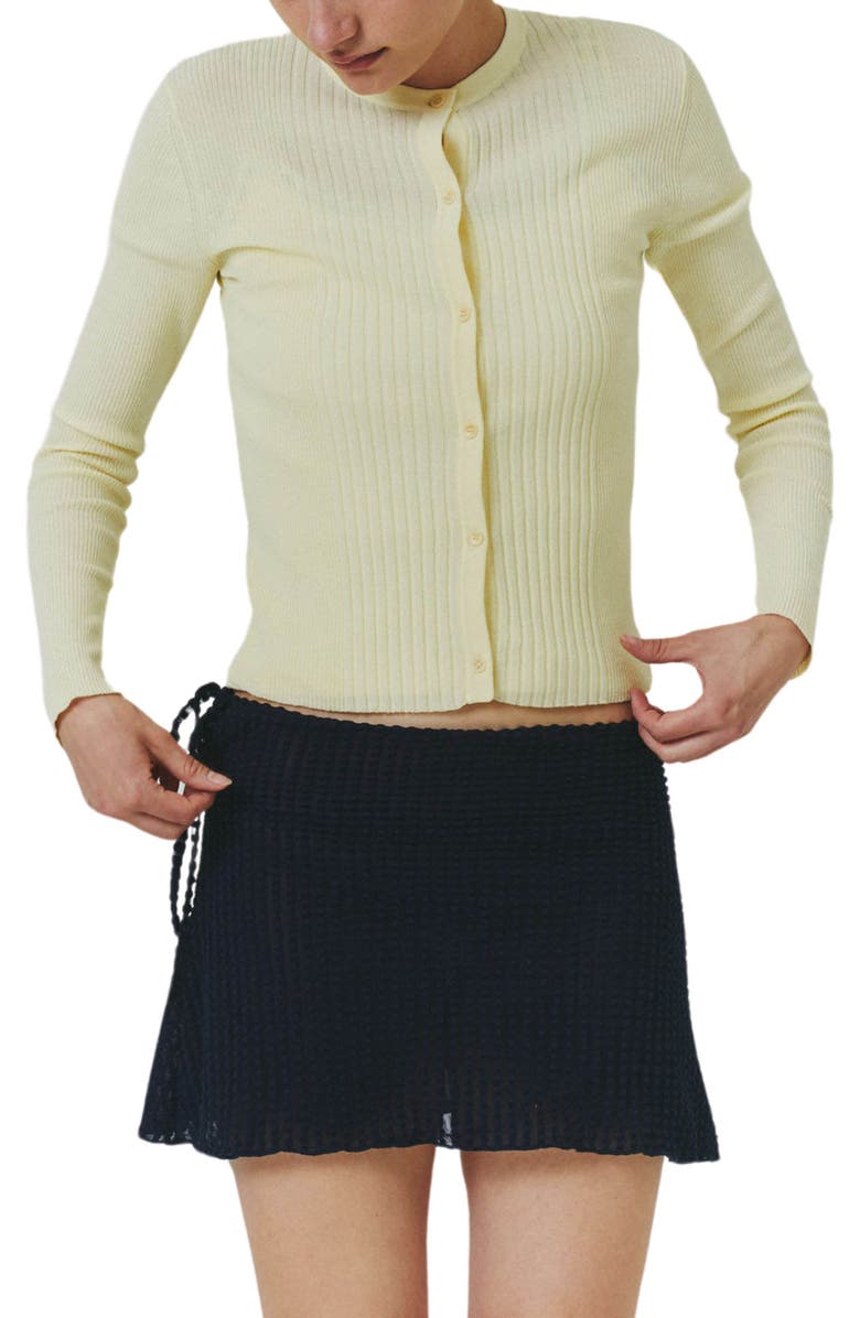 Find Me Now Variegated Rib Cotton Blend Cardigan, Main, color, Open Yellow