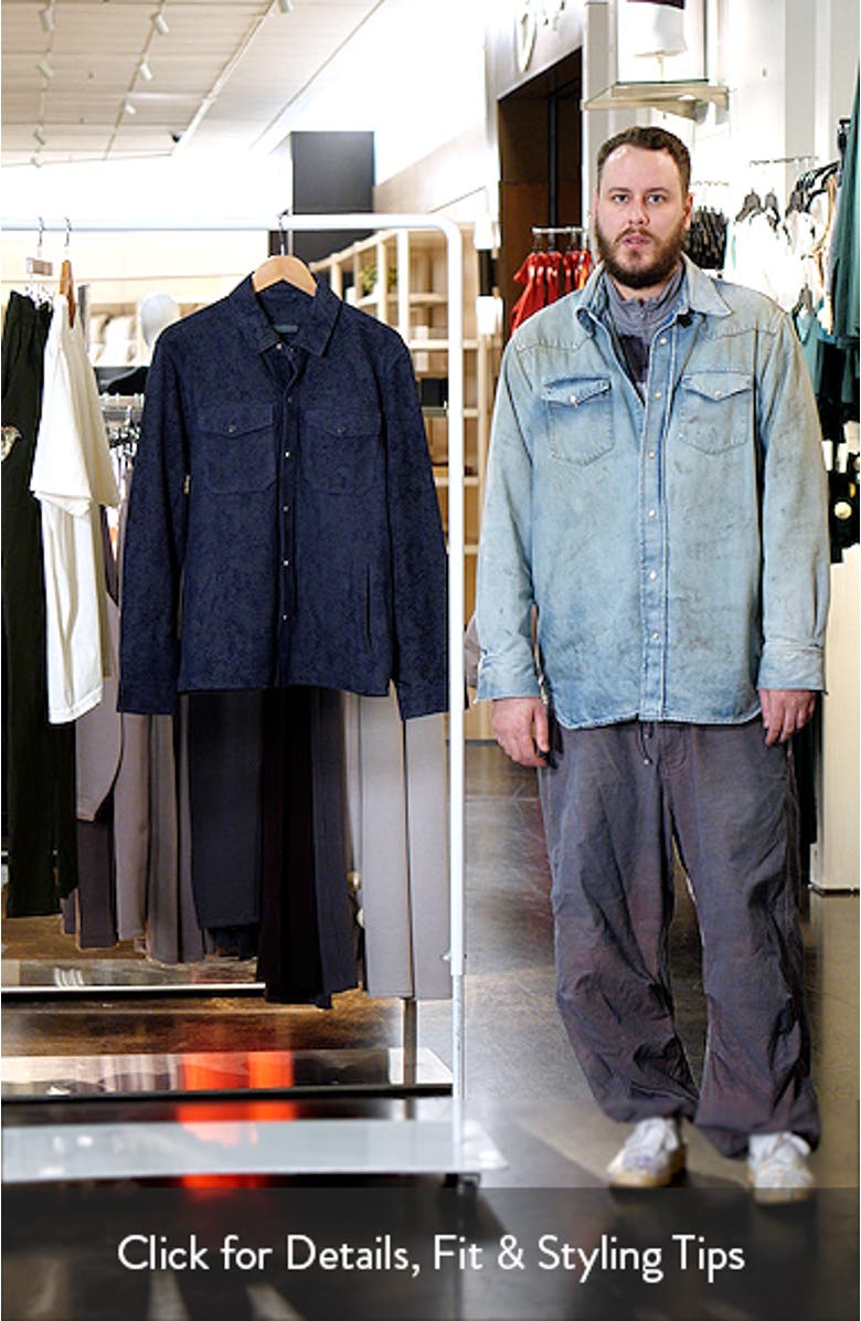 Jonah Herringbone Pattern Leather Overshirt, sales video thumbnail