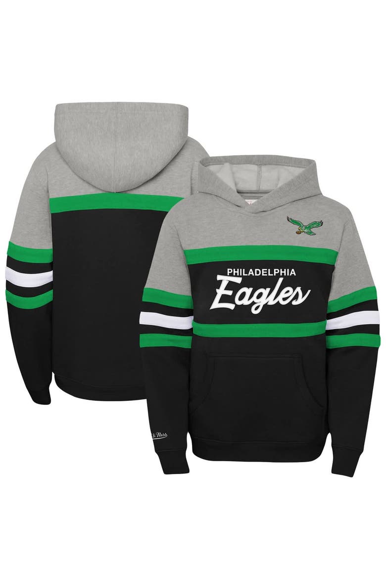 Youth Mitchell & Ness  Black Philadelphia Eagles Throwback Head Coach Pullover Hoodie, Main, color, Black